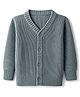 I Bears Cotton Knit Full Sleeves Front Open Sweater With Cable Knit Design - Blue