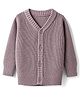 I Bears Cotton Knit Full Sleeves Front Open Sweater With Cable Knit Design - Purple