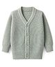 I Bears Cotton Knit Full Sleeves Front Open Sweater With Cable Knit Design - Light Blue