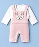 Mom's pet Fleece Knit Fox Embroidered Pre Winter Dungaree With Polka Dots Printed Tee - Pink