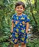 Nottie Planet Cotton Knit Half Sleeves Banana Printed Coordinating Shirt & Shorts Set - Multi Colour