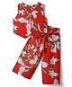 CrayonFlakes Rayon Woven Floral Printed Coordinating Top & Pants Set - Orange