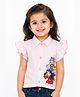 Sportking Cotton Blend Knit Frill Sleeves Girls Printed Shirt Style Top - Pink