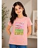 Sportking Cotton Blend Knit Half Sleeves Peal Embellished Canvas  Printed Tee - Rose Gold