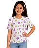 Sportking Cotton Blend Knit Half Sleeves  Smiley Printed Top - White