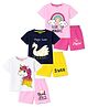 KUCHIPOO Cotton Blend Knit Pack Of 3 Half Sleeves Rainbow & Unicorn Printed Tee & Shorts Set - Pink Navy Blue White Dark Pink Yellow & Light Pink