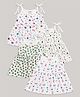 KUCHIPOO 100% Cotton Knit Pack Of 4 Sleeveless Butterfly Hearts & Floral Printed Dresses - White Cream & Multi Colour