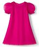 Pine Kids Mesh Woven Half Puffed Sleeves Party Dress With Pearl Embellishment - Dark Pink
