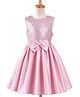 Pine Kids Satin Woven Sleeveless Party Dress With Sequin Detailing & Bow Applique - Pink