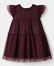 Pine Kids Mesh Woven Sleeveless Embellished Layered Party Dress - Wine