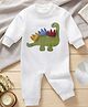 Mark & Mia Cotton Mix Full Sleeves Winter Wear Romper With Dino Applique - White