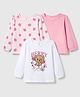 Babyhug Cotton Knit Full Sleeves T-Shirts with Bear & Strawberry Print Pack of 3 - Peach,Pink & White