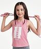 Pine Active Knit Sleeveless T-Shirt With Text Print - Pink
