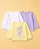 Babyhug 100% Cotton Knit Full Sleeves T-Shirts with Stripes and Best Friends Text with Girl Bunny & Hearts Print Pack of 3 - White Lilac & Yellow