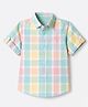 Jash Kids Cotton Woven Checks Shirt with Half Sleeves - Sea Green