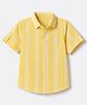 Jash Kids Cotton Woven Striped Shirt with Half Sleeves - Yellow