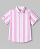 Jash Kids Cotton Woven Striped  Shirt with Half Sleeves - Pink