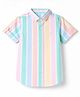 Jash Kids Cotton Woven Striped Shirt with Half Sleeves - Green