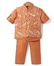 JASH KIDS Cotton Woven Full Sleeves 3 Piece Party Suits with Floral Embroidered - Orange