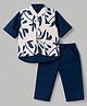 JASH KIDS Cotton Woven Full Sleeves Floral Printed 3 Piece Party Suit- Royal Blue
