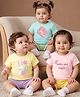 Babyoye Premium 100% Cotton Interlock Knit with Eco Jiva Finish Half Sleeves Floral & Bunny Printed T-Shirts Pack of 3 - Sea Green & Pink & Yellow