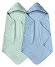 Teri Beri Hooded Baby Towels for Newborn 2 Pack 100% Muslin Organic Cotton Baby Bath Towel with Hood for Babies, Infant, Toddler and Kids (80 x 80 cm) (Blue and Green)