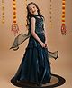 Tiny Kingdom Organza Woven Sleeveless Floral Designed Sequins & Beads Embellished Lehenga & Choli With Dupatta Set - Green