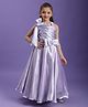Tiny Kingdom Tissue Woven Sleeveless Bow Applique Detailed Gown - Pink