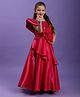 Tiny Kingdom Satin Woven Sleeveless Geometric Designed Sequins Embellished & Floral Applique Detailed Gown - Pink