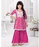 Tiny Kingdom Woven Three Fourth Sleeves Abstract Printed Kurti & Gharara Set - Pink