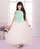 Tiny Kingdom Net Woven Sleevless Floral Applique Detailed Gown - White