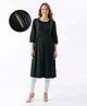 Bella Mama Woven Pintuck Yoke Three Fourth Sleeves Maternity Kurta - Green