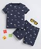 BABY NATION Cotton Knit Half Sleeves Beach Theme Printed Coordinating Tee & Shorts Set - Navy Blue