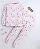 BABY NATION Cotton Knit Full Sleeves Ice Cream Printed Coordinating Tee & Joggers Night Suit - Cream