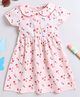 BABY NATION Cotton Woven Half Sleeves Cherries Printed Dress - Pink