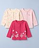 Babyoye 100% Cotton Interlock Knit Full Sleeve Jhablas With Butterfly & Bow Print Pack Of 3 - Pink & Cream