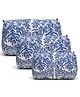 MOMISY Quilted Cotton Pouch Set for Women, Floral Makeup & Toiletry Bags, 3 Pcs (Light Blue)