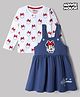 Babyhug Disney 100% Cotton Single Jersey Knit Frock and T-Shirt with Full Sleeves and Minnie Mouse Print in Navy Blue