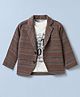 Dapper Dudes Cotton Woven Full Sleeves Textured Blazer With Text Printed Tee - Brown