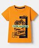 Dapper Dudes Cotton Embosis Hosiery Woven T-Shirt with Half Sleeves and Vehicle Print - Yellow