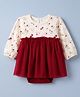Babyhug 100% Cotton Interlock Knit Full Sleeves Frock Style Onesie with Floral Print - Maroon