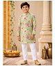 Aww Hunnie 100% Cotton Woven Full Sleeves Floral Printed Kurta & Pyjama Set - Green
