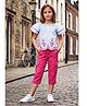 Lei-Chie Cotton Blend Woven Half Sleeves Floral Embroidered  Top & Capri Set - Pink