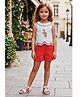 Lei-Chie Cotton Blend Woven Sleeveless Floral Embroidered  Top & Shorts Set - Orange