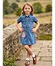 Lei-Chie Denim Woven Half Sleeves Floral Patch Detailed Dress - Blue