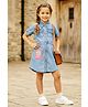 Lei-Chie Denim Woven Half Sleeves Floral Patch Detailed Dress - Blue
