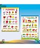 Early Learning Educational Wall Charts for Kids Preschool Nursery & Homeschool Learning Posters, Flowers Chart and Fruits & Vegetables Chart for Classroom & Home Ages 2 to 10-English
