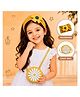 Bembika Floral Applique Detailed Headband With Sling Bag - Yellow