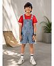 Kiddopanti Denim Woven Sleeveless Washed Dungaree - Light Blue