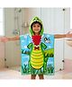 Famyo Green Crocodile Print Hooded Poncho Towel for Kids - Quick Dry Microfiber Bath & Beach Towel, (1 to 7 Years)